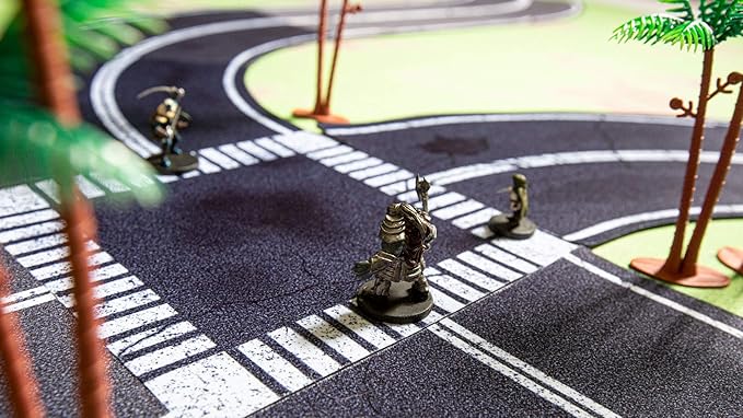 Stratagem Neoprene Tabletop Miniature Scenery|Wargaming Street Terrain for RPG, Modular Strategy Battlemat|13ft of Streets
