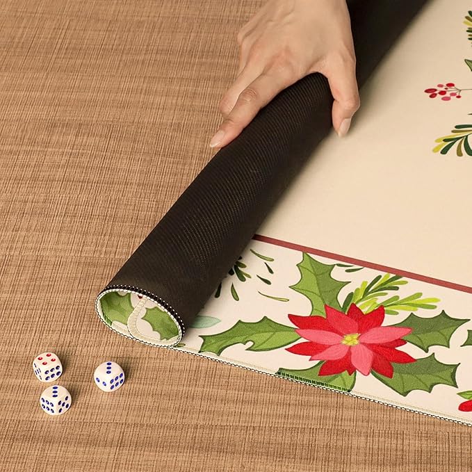 Large Yellow Mahjong Mat with Black Carrying Bag, Anti-Slip, Noise-Reducing Table Cover for Mahjong, Poker, Board Games, Dominoes, and Card Games (31.5” x 31.5”)