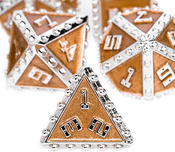 UDIXI Metal Dice Set, Metal DND Dice Set Rivet D&D Set for Dungeons and Dragons Role Playing Games (Pumpkin Color)