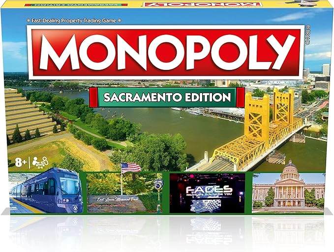 Monopoly Board Game - Sacramento Edition: 2-6 Players Family Board Games for Kids and Adults, Board Games for Kids 8 and up, for Kids and Adults, Ideal for Game Night