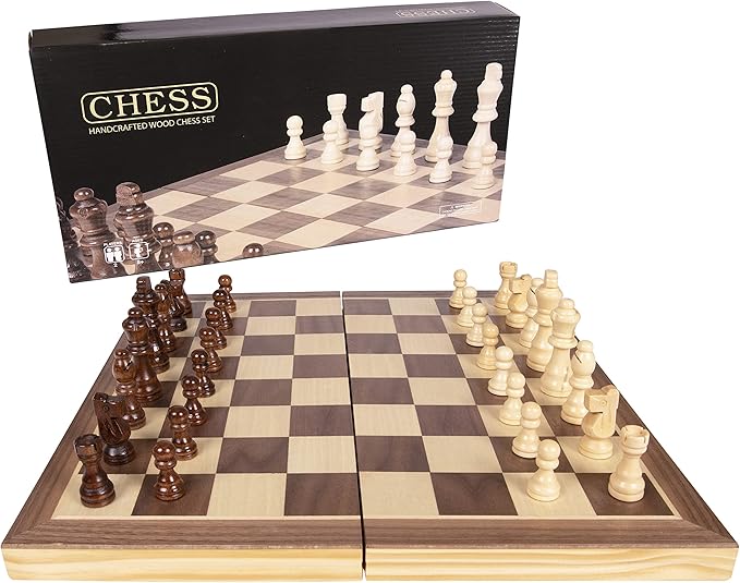 Kangaroo Premium Wooden Chess Set, 11'' Chess Board Game with Wooden Storage Box & Magnetic Chess Closure, Folding Luxury Chess Set, Travel Chess Sets for Adults & Kids, Chess Sets for Adults, Kids