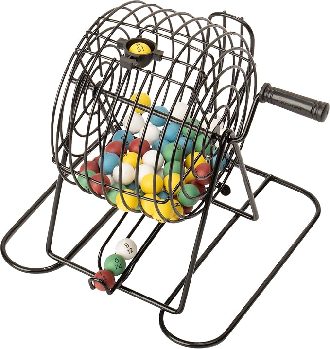 Royal Bingo Supplies Deluxe Bingo Game + Free Expansion Set 50 Premium Cards, 300 Vibrant Chips, 75 Calling Balls, 6” Bingo Cage - Premium Bingo Set for Large Groups and Parties