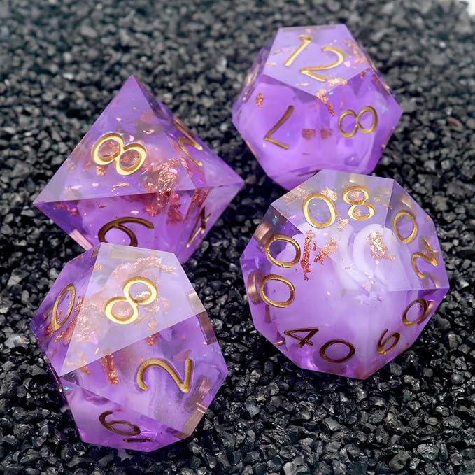 Haxtec DND Dice Set Sharp Edge Resin Dice Set with Dice Case, D and D Dice, Polyhedral D&D Dice Set for Dungeons and Dragons TTRPGs DND Gift