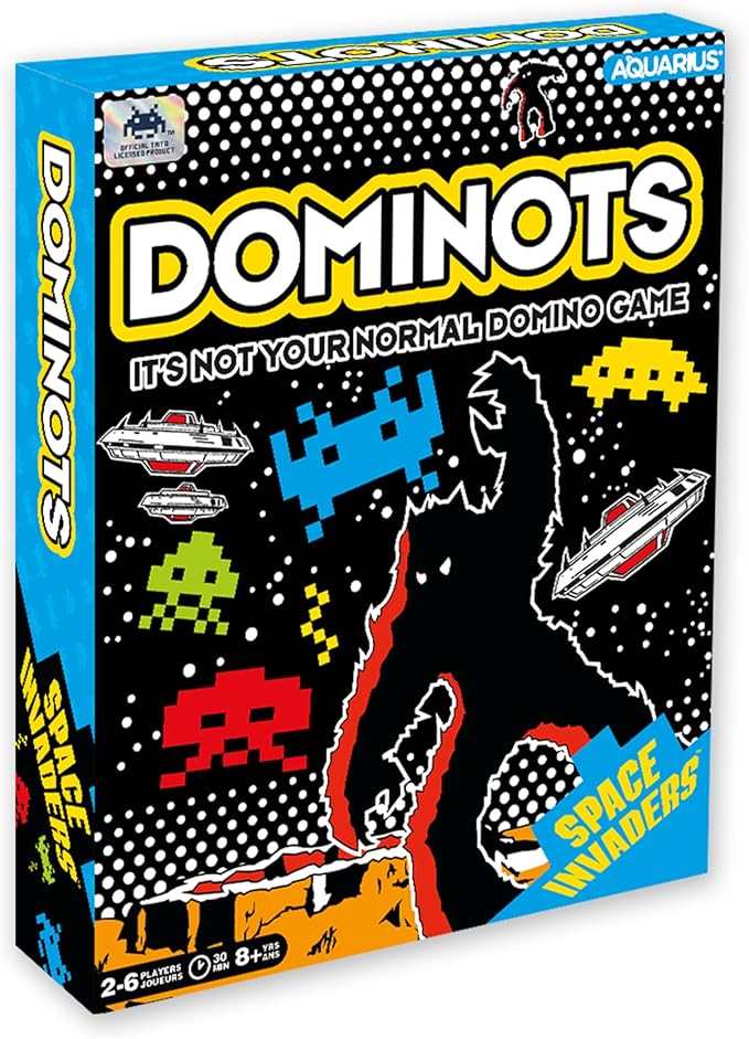 AQUARIUS Space Invaders Dominots Tile Game - Space Invader Themed Tile Game - Family Fun for Kids & Adults - Officially Licensed Space Invaders Merchandise & Collectibles