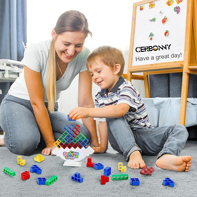 48Pcs Tetra Tower Stacking Blocks Game, Board Games for Families, Parties, Travel and Team Building, Suitable for 1-4 Players Kids & Adults Toys