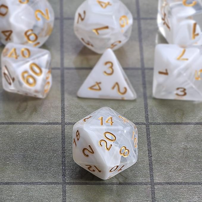 CiaraQ DND Polyhedral Dice Set with a Black Dice Bag for D&D RPG MTG Role Playing Table Games