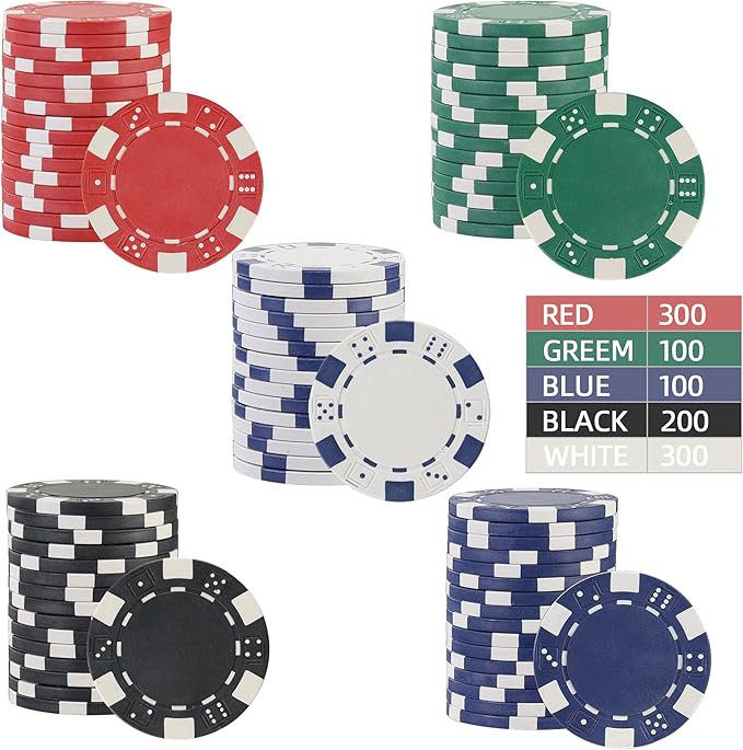 Poker Chips,Poker Chips Set for Card Board Game,11.5 Gram,for Texas Hold'em, Blackjack,Card Club or Late Night Poker Games