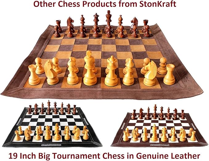 StonKraft Wooden Chess Board Game Set with Wooden Magnetic Chess Pieces (12" X 12" Inches)