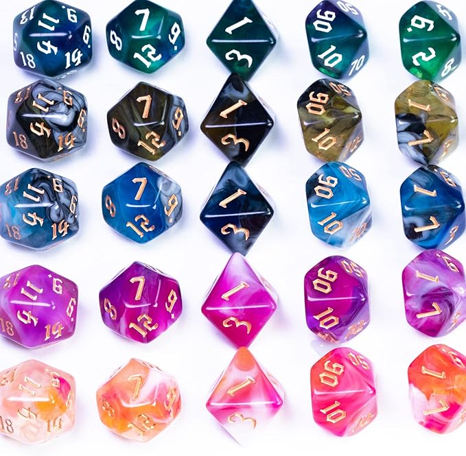 5 Sets DND Dice Polyhedral Dice Set (35pcs) with 1 Large Leather Bag, D&D Dice Set for Dungeons and Dragons, RPG, MTG Table Games. (5Sets-Tricolor)