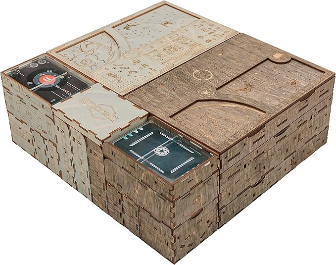 Smonex Wooden Organizer Compatible with Star Wars: Rebellion Board Game and Rise of The Empire Expansion - Board Game Insert Made with Two Thematic Colors