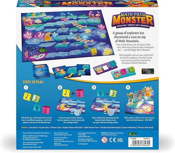 ThinkFun Math Path Monster - Engaging Cooperative Board Game | Enhances Math Skills | Fosters Teamwork | Exciting Math Adventure for Kids and Adults