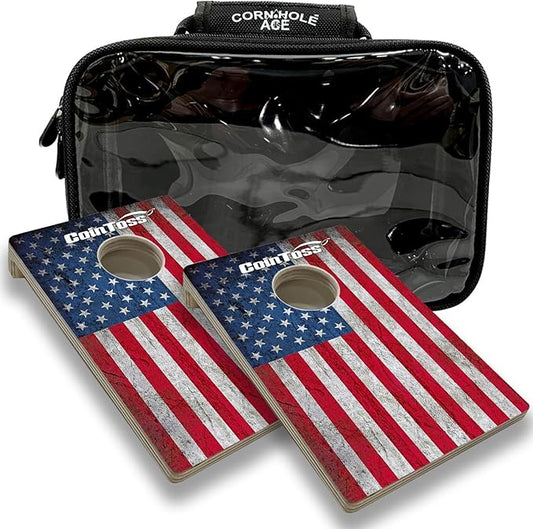 2 CoinToss Boards and Carry Case Set - USA Flag