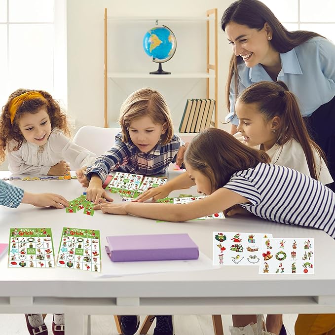 Christmas Bingo Game for Large Groups - 24 Player Christmas Party Game with Bingo Cards for School, Classroom & Family Activities
