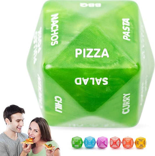 Dinner Dice - for Couples Takeout Date Night Ideas 2"x2"x2" Decision Dice in Green