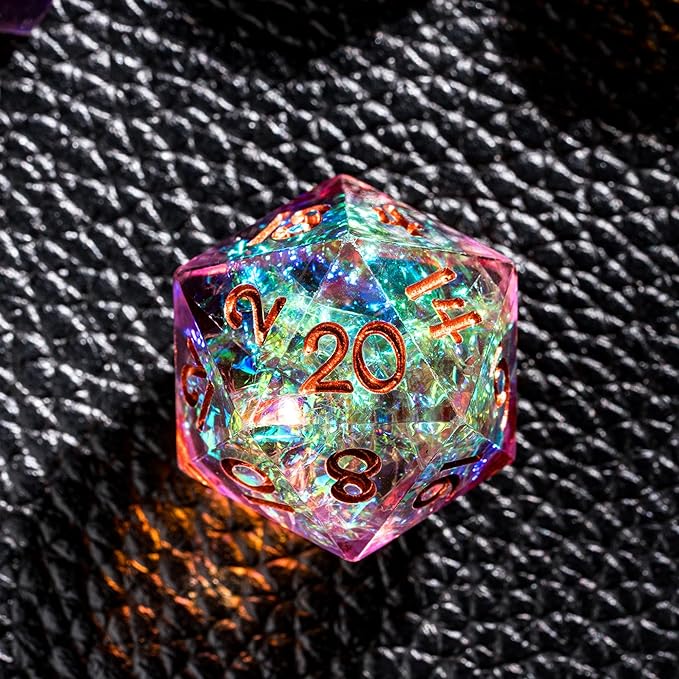 7PCS DND Dice Set,Transparent Sharp Edge Dice Set D&D RPG Polyhedral Die,for Dungeons and Dragons TTRPG Games Roleplaying Games Pathfinder,with Gift Box(Purple and Orange)
