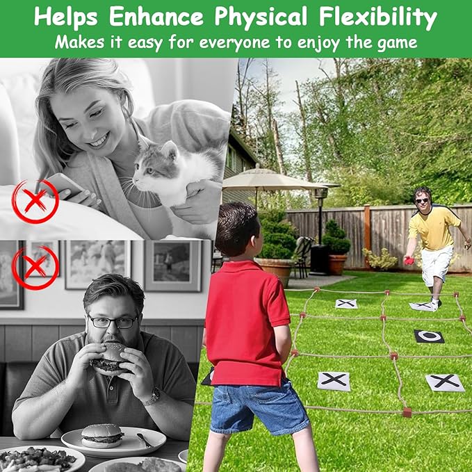 Large XO Board Game, Bean Bag Toss Outdoor Games for Kids, Wood Yard Toss Game with X and O Pieces Storage Bag for Kids Backyard Lawn Camping Games