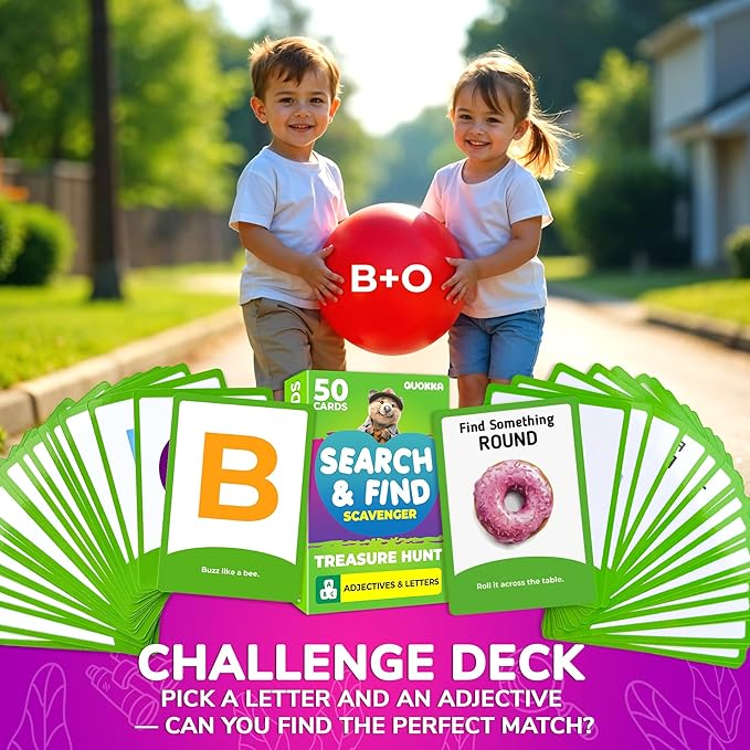 QUOKKA Scavenger Hunt for Kids Ages 4-8 - 250+ Indoor Outdoor Activities for Kids Ages 6-8 - Camping Backyard Outdoor Games for 3-6 Year Olds - Pocket Travel Toys for Boys Girls and Family
