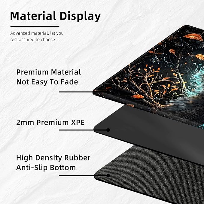 MTG Playmat with Storage Bag, 27.55x15.75 inches, Non-Slip Beautiful Fox Desk Mat, Stitched Edges Game Mat, Rollable & Foldable Card Playmat