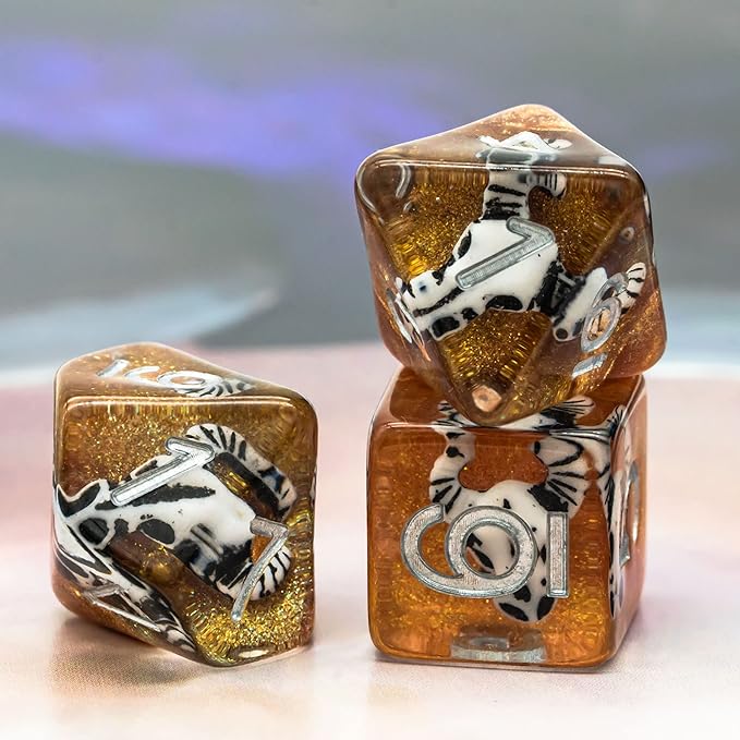 UDIXI 7 die DND Dice Set - Polyhedral D&D Dice for Role Playing Games, RPG Dice Set for Dungeons and Dragons Pathfinder (Cow Head)