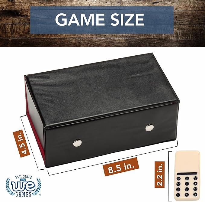 WE Games Double Twelve Dominoes Set - 91 Dominoes in Retro Travel Case - Ideal for Family Games - Perfect for Game Night