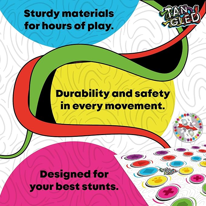 RONDA Tangled Game Family and Friends Board Game Exciting and Fun Twister Style Game, Includes Spinner and Large Play Mat Perfect for Ages 15 and Up