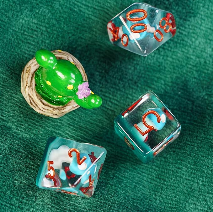 UDIXI 7PCS DND Dice Set, Polyhedral Dice Set D&D Filled with Blue Mushroom, for Dungeons and Dragons Role Playing Games Tabletop Games