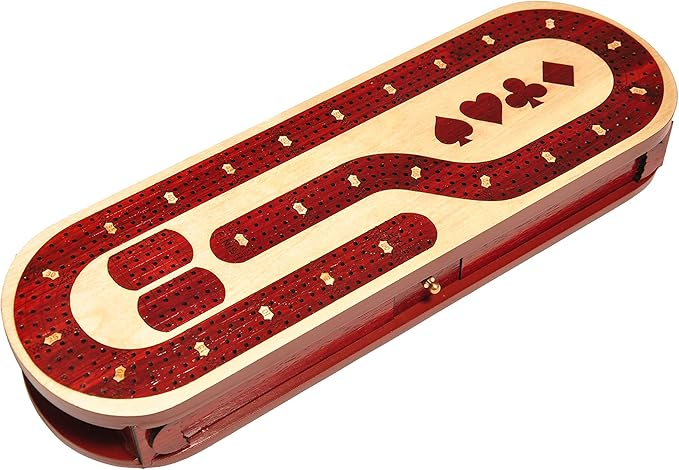 Palm Royal Handicrafts - 4 Track Cribbage Board Made with Blood Wood/Maple Wood with Place of Skunk and Corner 4 Track Continuous Cribbage Board