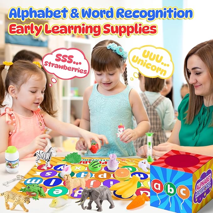 Mystery Box Toys for Toddlers,Alphabet Mystery Box Letters Matching Game Learning Educational Preschool Games for Kids Ages 3-7 Easter Basket Stuffers Birthday Gifts Toy for Kids Ages 2-4 5-7