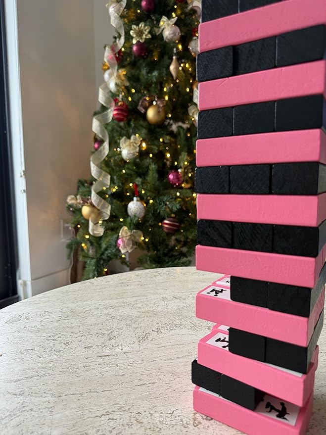 Party Games Nights l Giant Wooden Blocks Stacking Game l Pick Your Game, Fun for Group, Couple, Dare, DIY 200+ Missions and Questions for Party Night l Girls Night Party