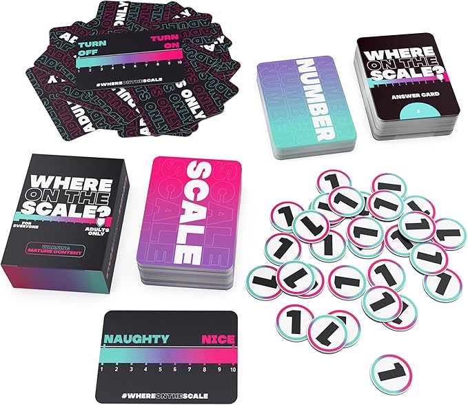 Spin Master Games, Where on The Scale, A Party Game of Extremes, for Friendsgiving, Bachelorette Parties, College, Birthdays, Happy Hour & More, 2 & Up Players, for Ages 18 & Up