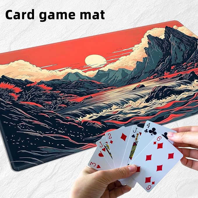 for MTG Playmat with Storage Bag, for TCG Playmat and Playing Card Mat for Magic Board Games, Non-Slip Moutains Desk Mat, Stitched Edges Game Mat, Rollable & Foldable Card Playmat