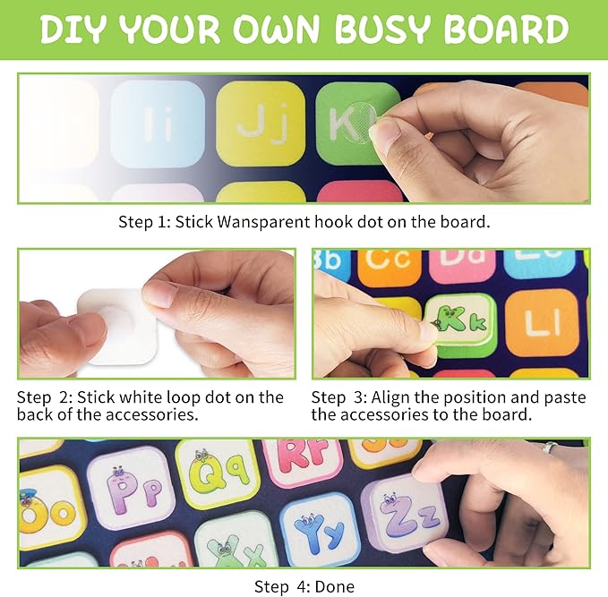 TenFans Busy Board - Montessori Toys for 1 2 3 Years Old - Sensory Toys for Autism - Toddler Toys Gift for Boys & Girls Learning Fine Motor Skills