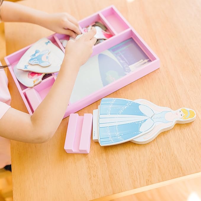 Melissa & Doug Disney Cinderella Magnetic Dress-Up Wooden Pretend Play Set (30+ pcs) - Toys, Princess Dress Up Doll For Preschoolers And Kids Ages 3+