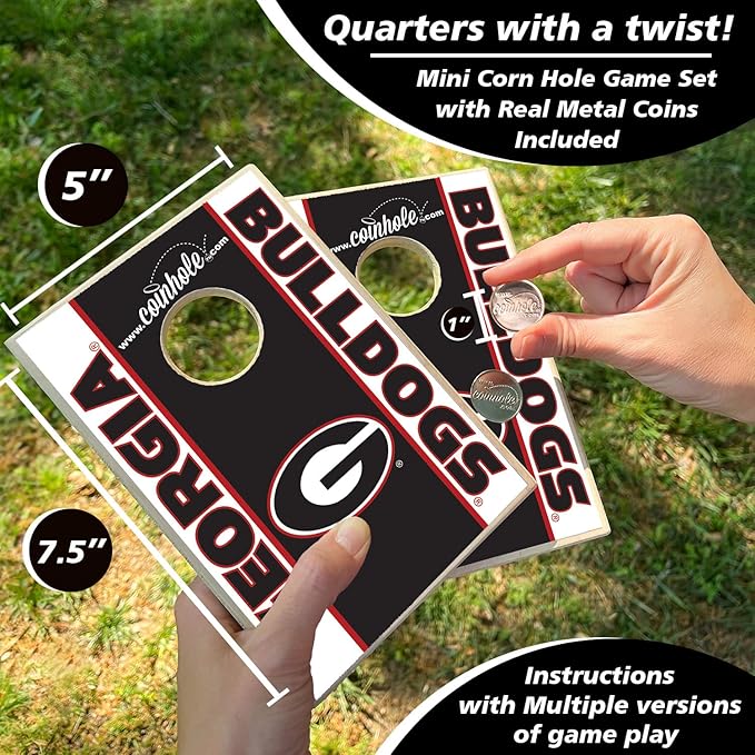 Tabletop Cornhole Game Set | Officially Licensed College Mini Football Cornhole Board Game | Includes Coins