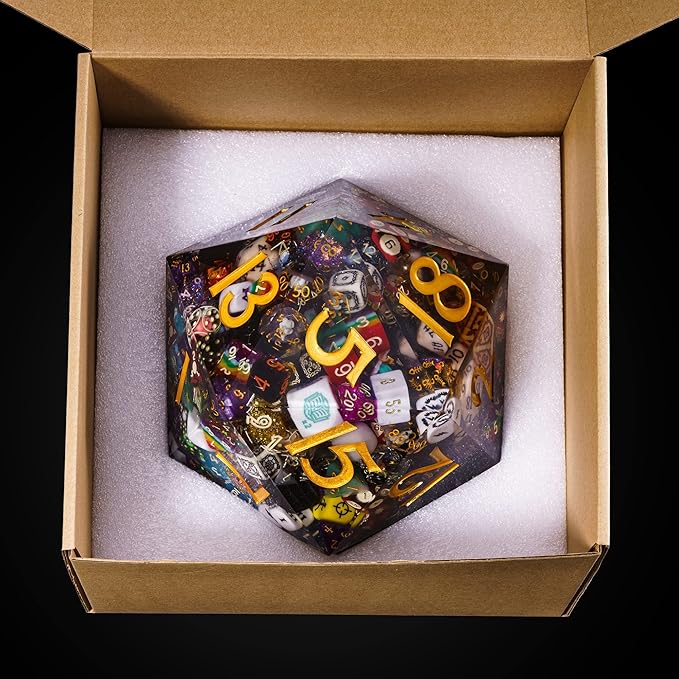 UDIXI Giant D20 DND Dice 160mm with Sharp Edges and Hundreds Inclusions, Large 20 Sided Dice for Dungeons and Dragons, Handmade D&D Ornaments for Home Decor