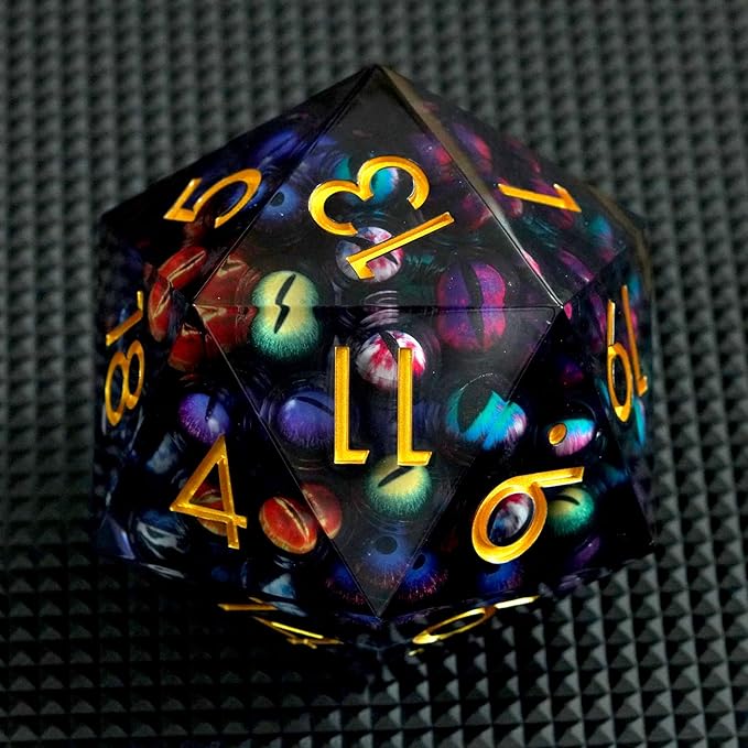 85MM Large Dragon Eyebal Dice, DND 85mm Jumbo D20 with Gift Case, Sharp Edge Polyhedral Dice for Dungeons and Dragons(Mixed Colors Eyeball-Small Eyeball)