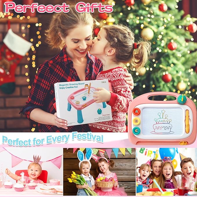 Toddler Toys for Girls,Girl Toy Age 1-2 Year Old Magnetic Drawing Doodle Board, Educational Learning Kids Toys for 18 Month 1 2 3 4 Year Old Birthday, A Etch Colorful Sketch