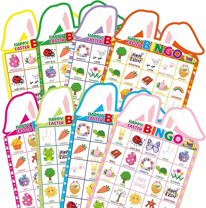 Fancy Land Easter Bingo Game for Kids 24 Players Die-Cut Party Supplies Classroom Party Activities Game