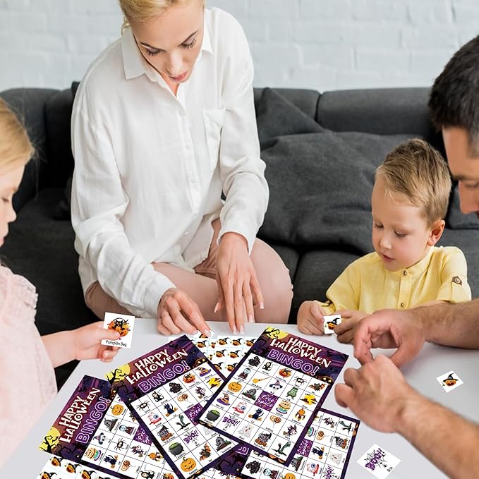 Halloween Bingo Game Cards for Adults, 24 Players Halloween Bingo Game Halloween Bingo Cards Halloween Party Games for School Office Classroom Family Activities Halloween Party Supplies