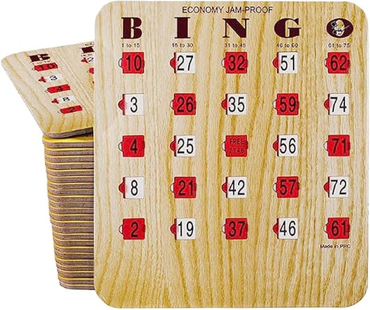 MR CHIPS Jam-Proof Fingertip Slide Bingo Cards with Sliding Windows 25 Pack in Tan Style