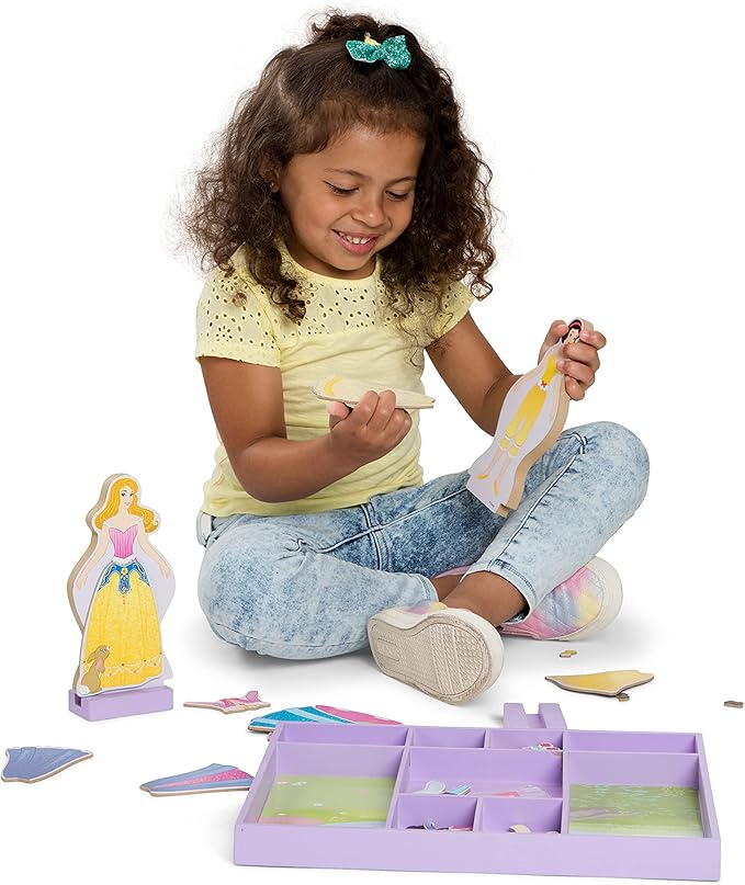 Melissa & Doug Disney Sleeping Beauty and Snow White Magnetic Dress-Up Wooden Doll Pretend Play Set (40+ pcs)