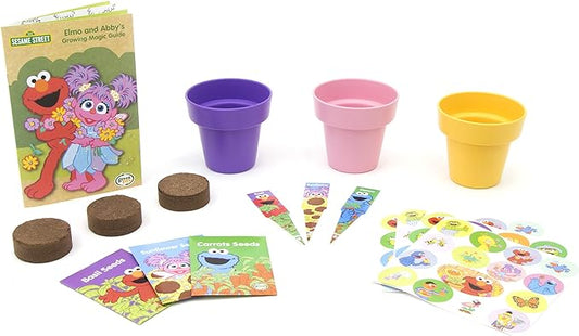 Green Toys Sesame Street Abby's Garden Planting Activity Set - 17 Piece Kids Outdoor Toy Set with Seeds and Stickers. No BPA, phthalates, PVC. Dishwasher Safe, Recycled Plastic, Made in USA.