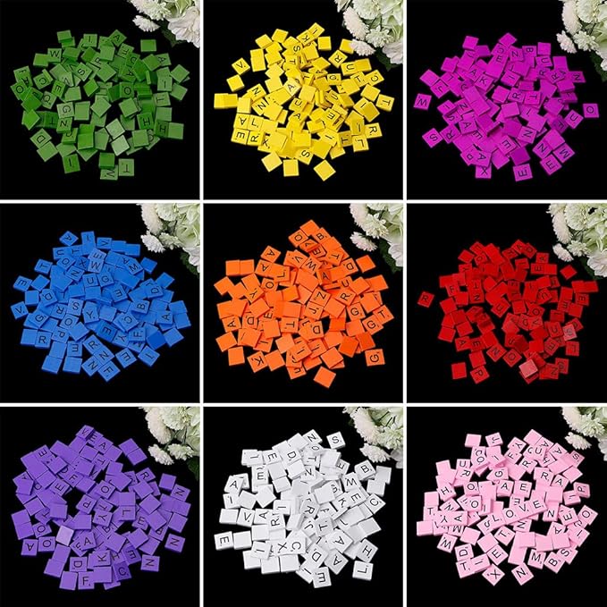 Zeaya 100Pcs/Set Wooden Colourful Scrabble Tiles Mix Letters Varnished Alphabet Scrabbles (Orange)