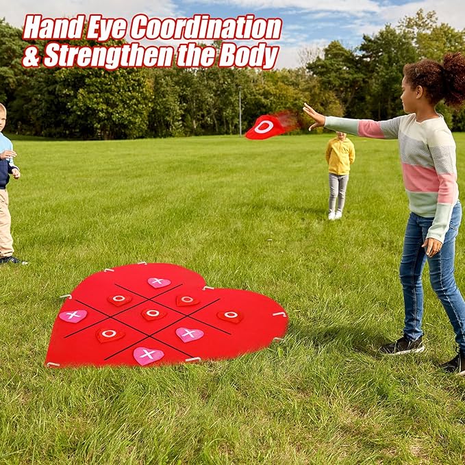 Libima Mother's Day Tic Tac Toe Game Set Bean Bag Toss Outdoor Games for Couple Adults Giant Family Party Games Large Yard Lawn Backyard Tic Tac Toe Party Favor for Camping Indoor Supplies