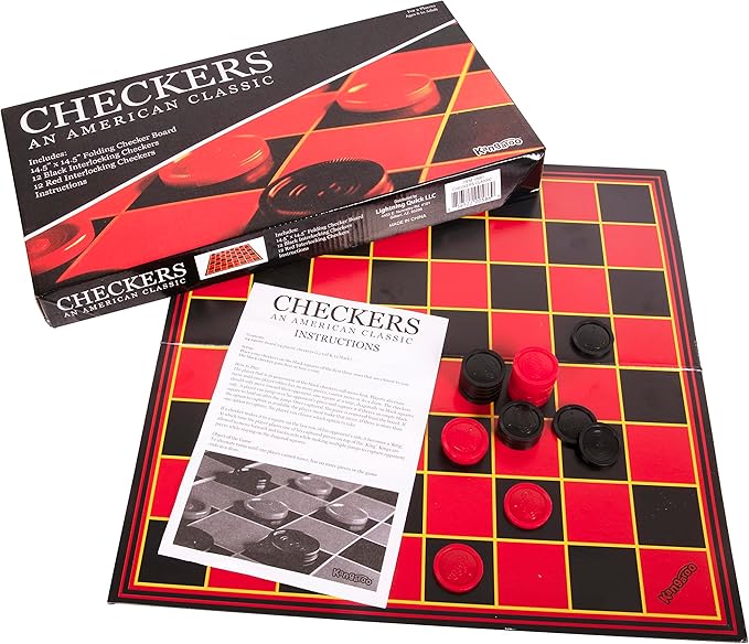 Kangaroo - Multiplayers Mind Blowing Strategy Board Game - Portable Educational Travel Paper Checkers - Includes Large Board w/ 24 Checkers (12 Red and 12- Black) 15x15 Inches