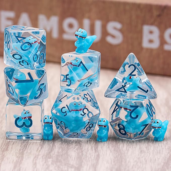 Polyhedral Dinosaur DND Dice,Resin Dinosaur D&D D and D Dice Set for Dungeons and Dragons MTG RPG Board Games