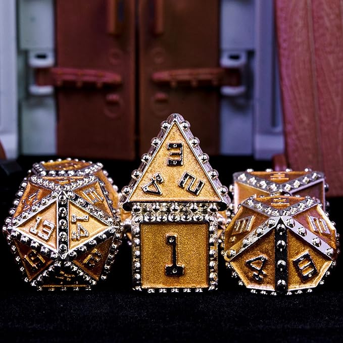 UDIXI Metal Dice Set, Metal DND Dice Set Rivet D&D Set for Dungeons and Dragons Role Playing Games (Pumpkin Color)