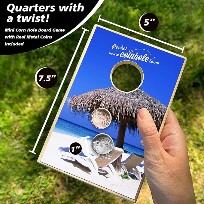Desktop Coin Bouncing Party Set | Tabletop Cornhole Board | Small Travel Game Includes Coins