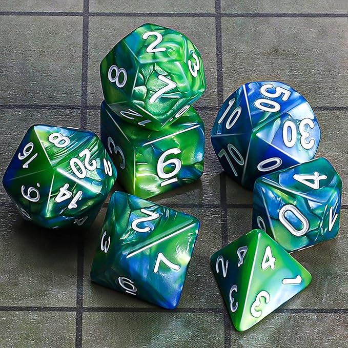 CiaraQ DND Polyhedral Dice Set with a Black Dice Bag for D&D RPG MTG Role Playing Table Games