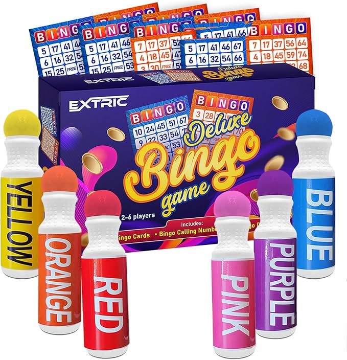 EXTRIC Bingo Game, Bingo Game for Adults and Kids, Bingo Set Includes Bingo Daubers, Bingo Cards, and Calling Numbers Ideal Fun Bingo Games for Family Game Night